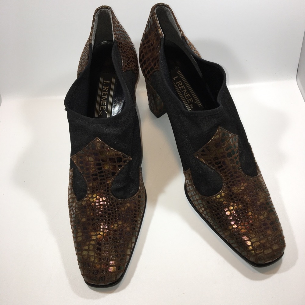 J.Renee Ankle Shoe Boot Snakeskin Brown Size 9